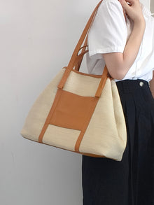 Marena maxi-Tote in rafia con pelle