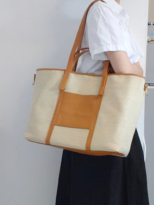 Marena maxi-Tote in rafia con pelle