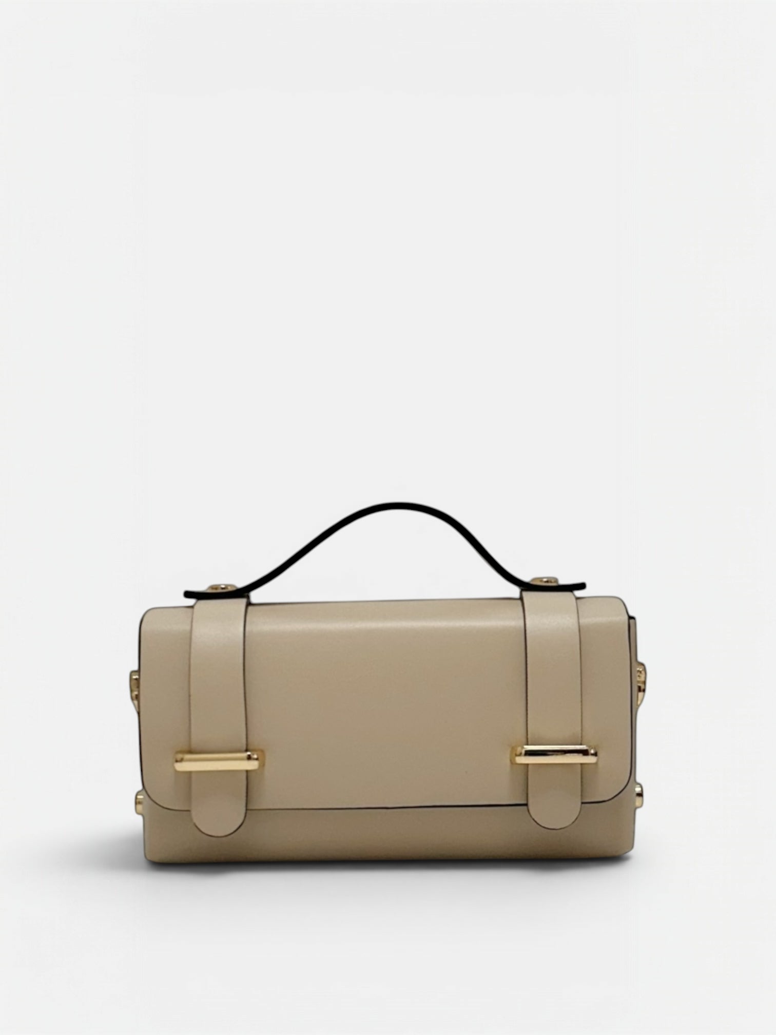 Borsetta a mano mini in vera pelle color beige classico