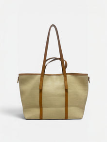 Marena maxi-Tote in rafia con pelle