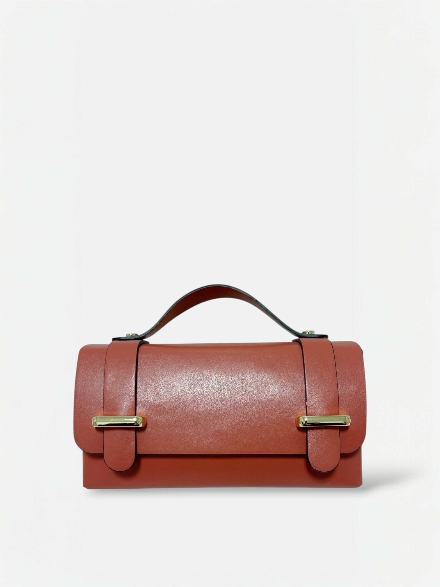 Borsetta a mano mini in vera pelle color rosso mattone