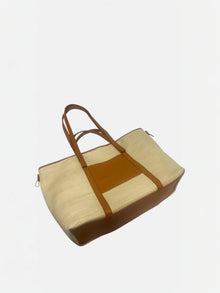 Marena maxi-Tote in rafia con pelle