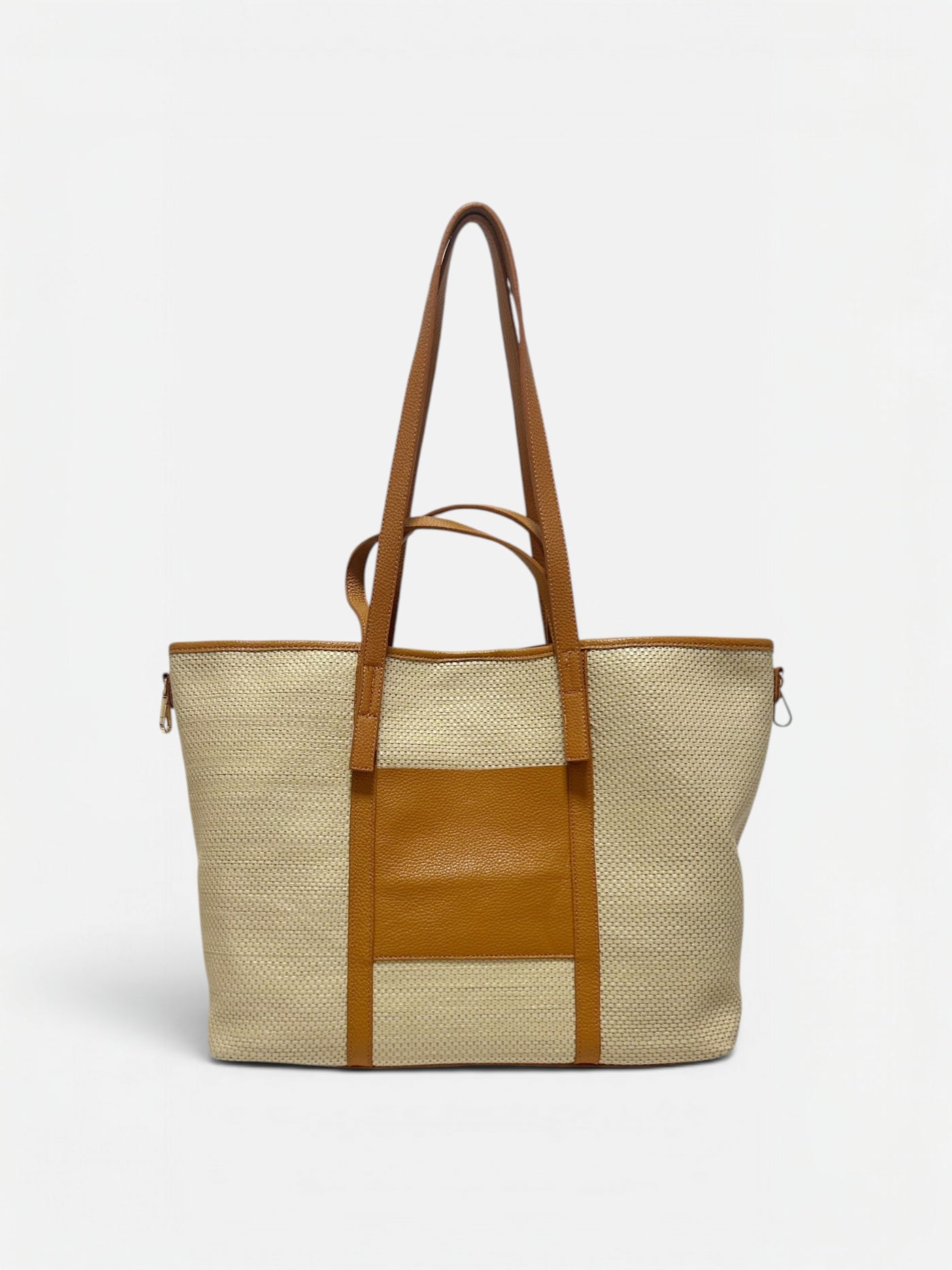 Marena maxi-Tote in rafia con pelle