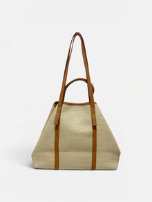 Marena maxi-Tote in rafia con pelle