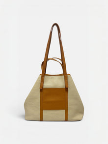 Marena maxi-Tote in rafia con pelle