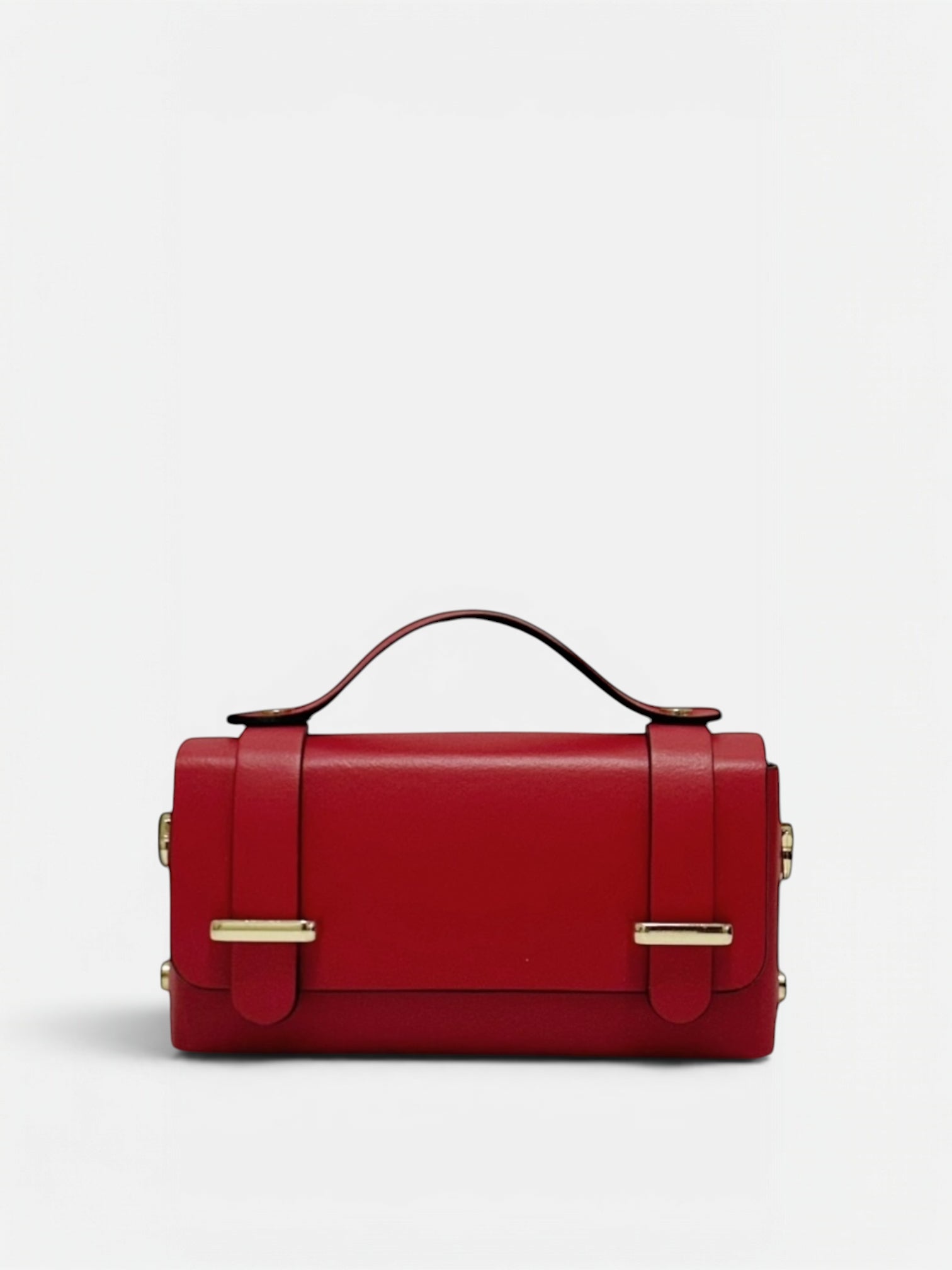 Borsetta a mano mini in vera pelle liscia color rosso moderno
