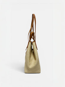 Marena maxi-Tote in rafia con pelle